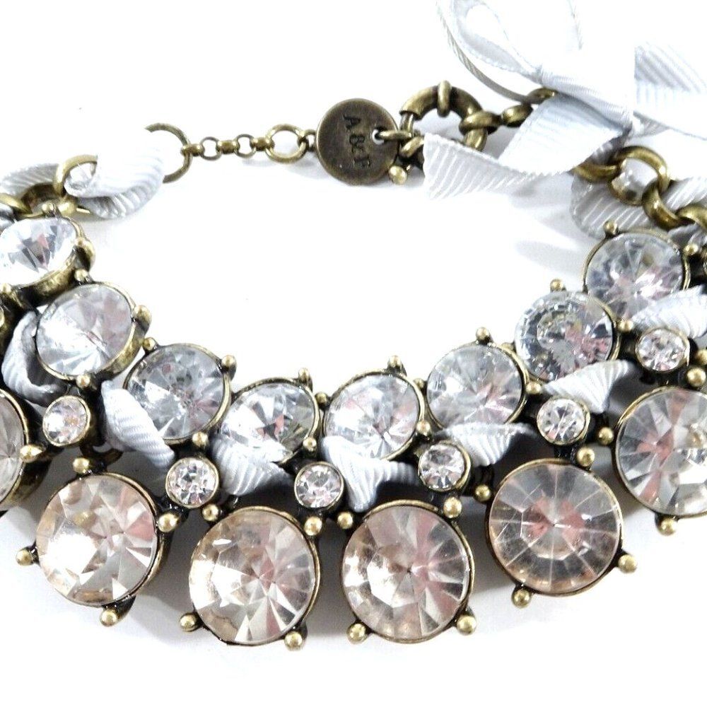 Abercrombie & Fitch two row crystal brass link ribbon Bracelet NWT 69